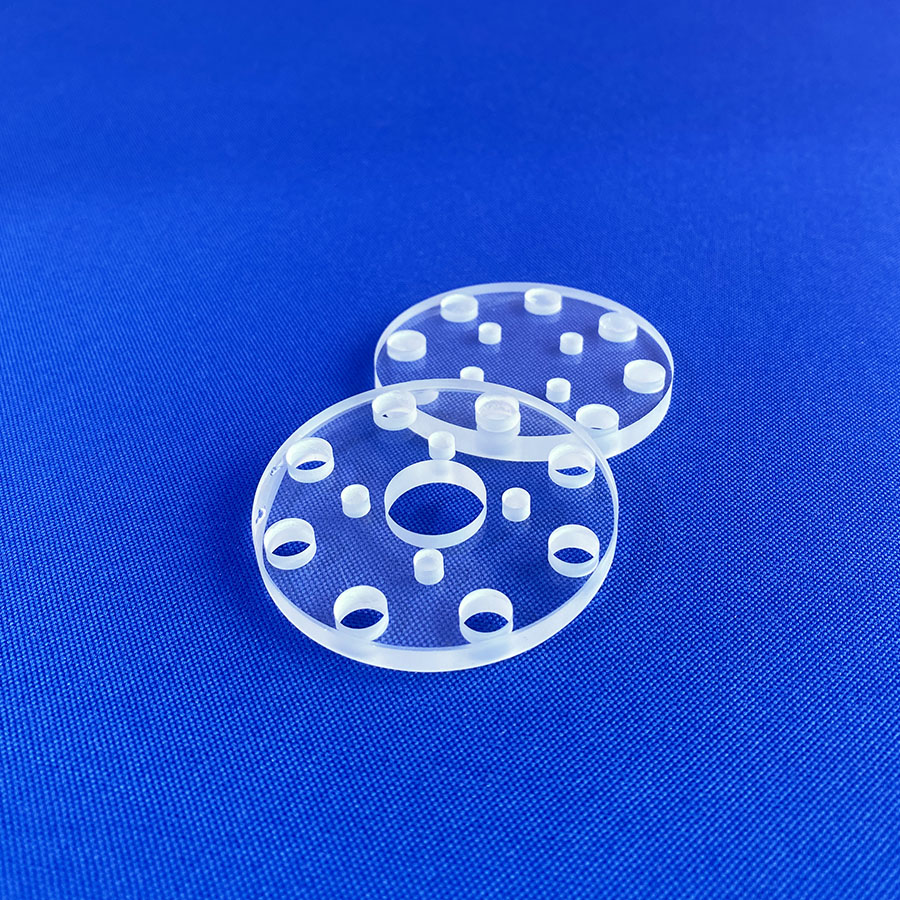 CNC Machined Quartz Plate Fused Silica Complex Shape Custom Size
