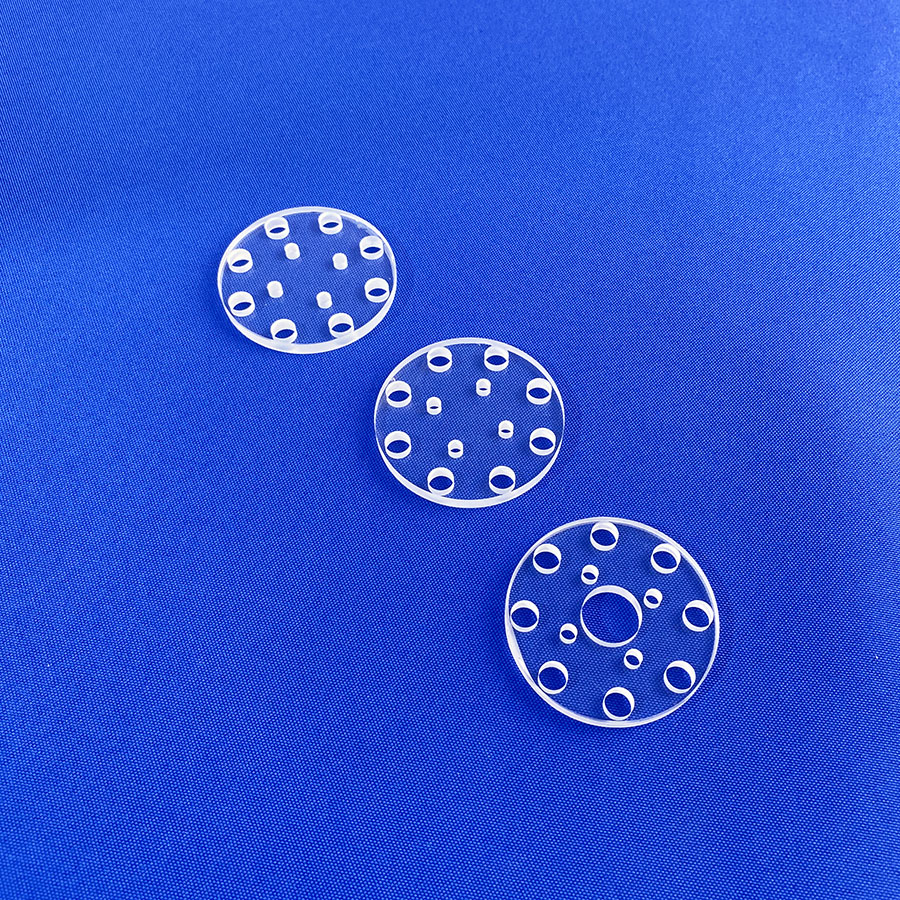 CNC Machined Quartz Plate Fused Silica Complex Shape Custom Size