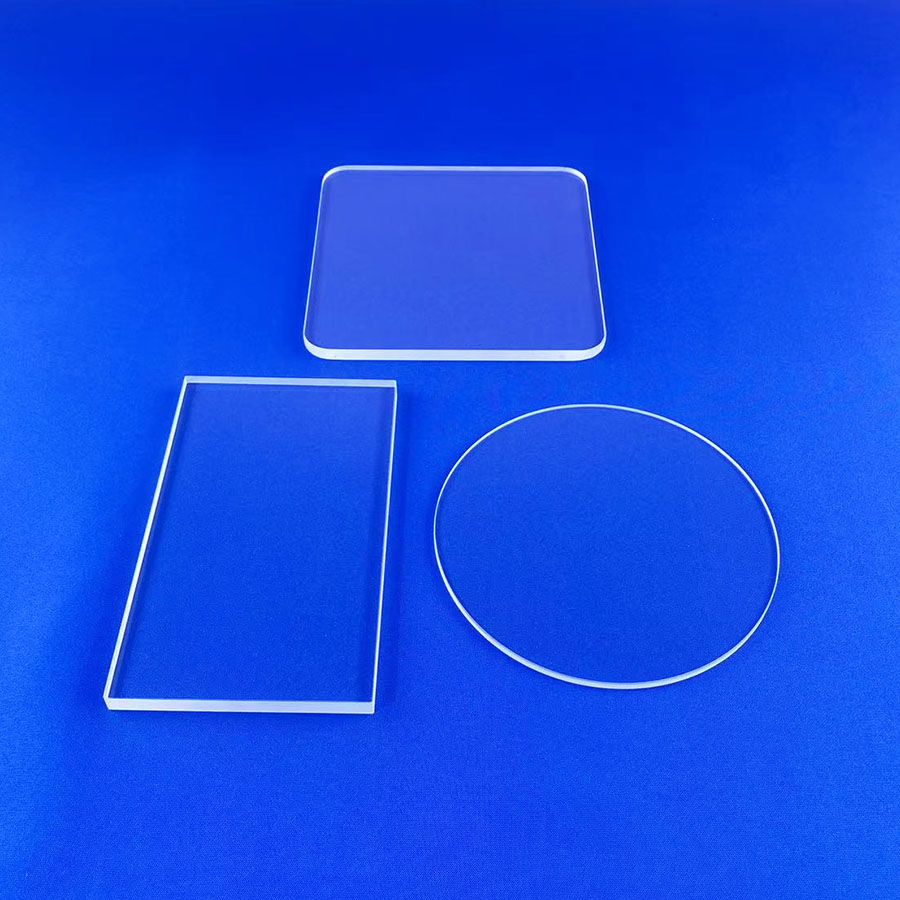 Quartz Plate with Center Hole Fused Silica Clear Polished Custom Size