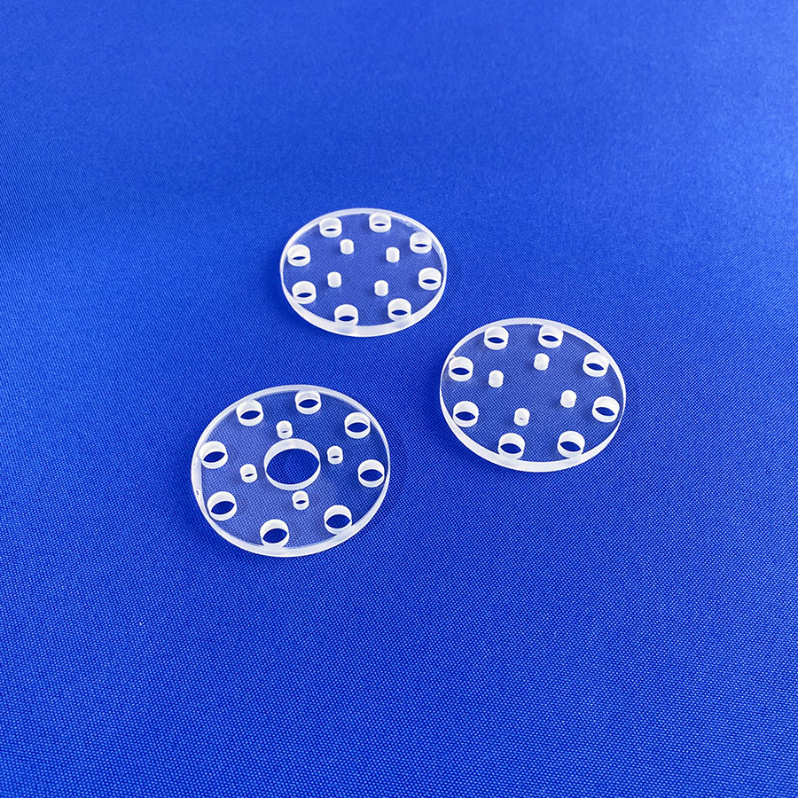 CNC Machined Quartz Plate Fused Silica Complex Shape Custom Size